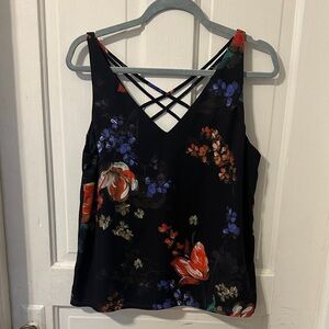 Express Floral Black Sleeveless Top